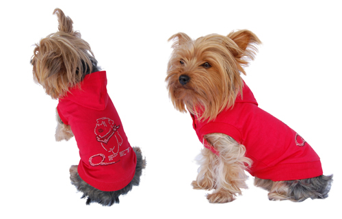 Designer dog hoodie red