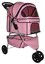 Three wheel classic pet stroller carrier - pink