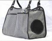 Houndstooth print dog bag w/side mesh