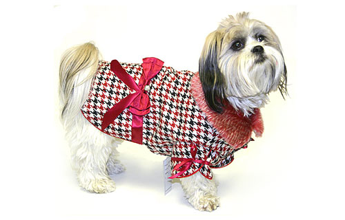 Dog Winter Coat (Fur neck) - red