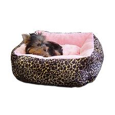 Ultra Plush leopard pink dog bed