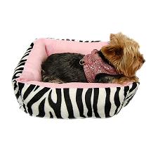 Small pink designer square dog bed