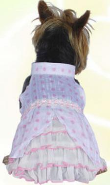 Pink polka dots dog dress