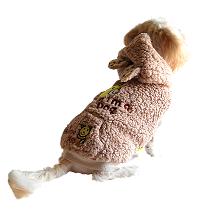 Fluffy bear dog hoodie jacket back view