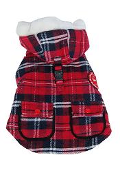 Rear view dog Parka Jacket red 