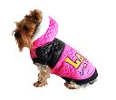 Pink designer dog jacket - side view