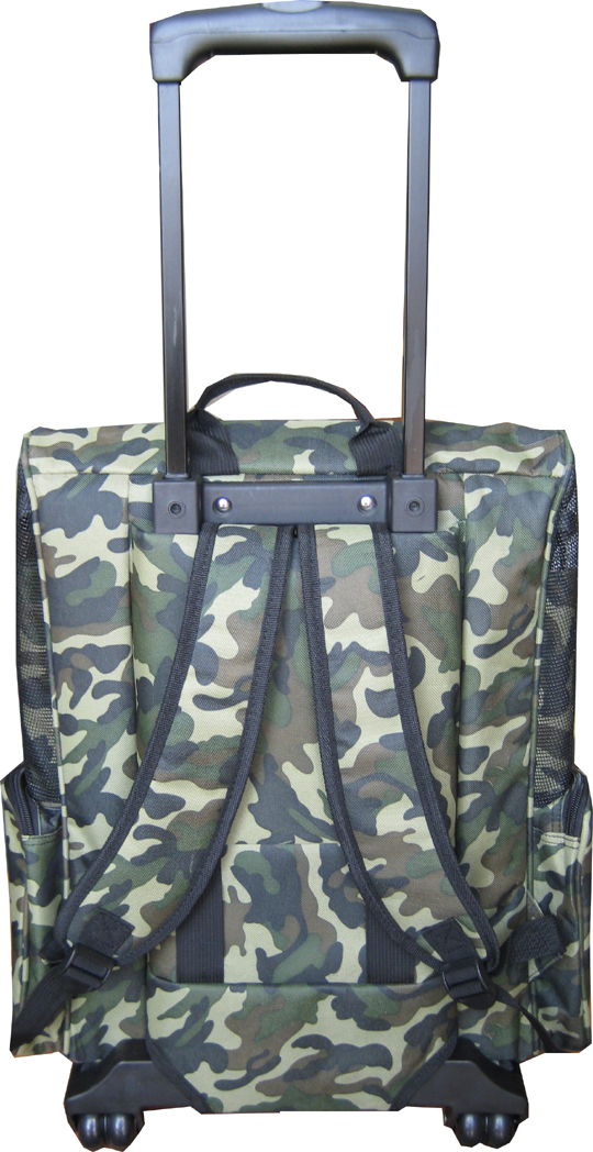 Camouflage dog backpack pet carrier w/telescopic handle
