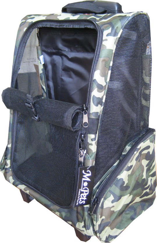 Camouflage dog backpack carrier w/mesh window