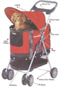 3 in 1 pet stroller red