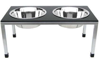 Black top/silver frame double dog bowl diner